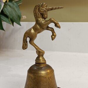 Fun Vintage Brass Unicorn Hand Bell